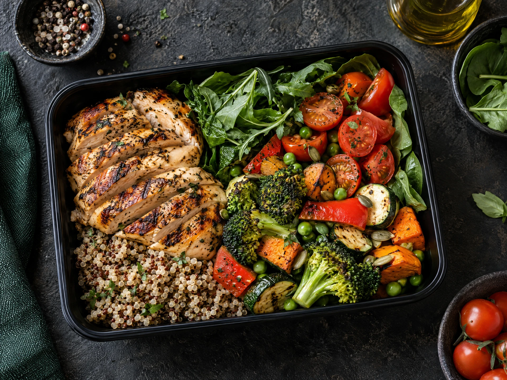A colorful, balanced meal ready to enjoy